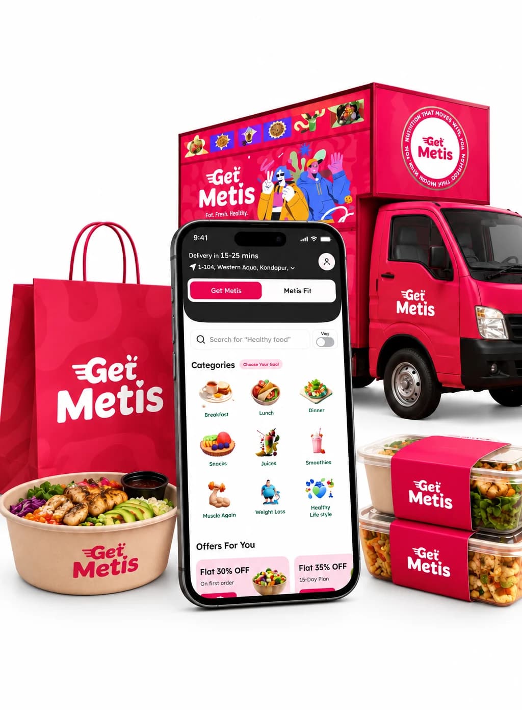 Nutritious balanced meal ordered through Get Metis multi-channel ecosystem