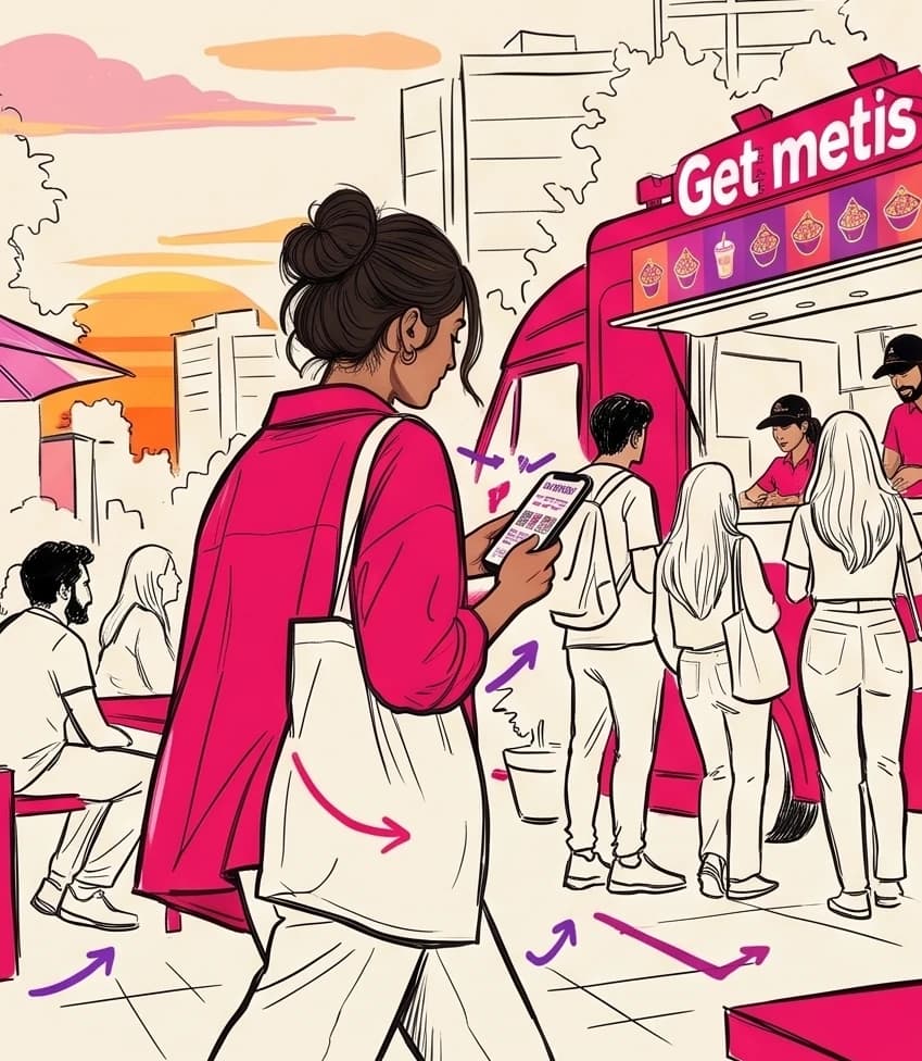 Customer ordering Get Metis food seamlessly through app and pickup channels